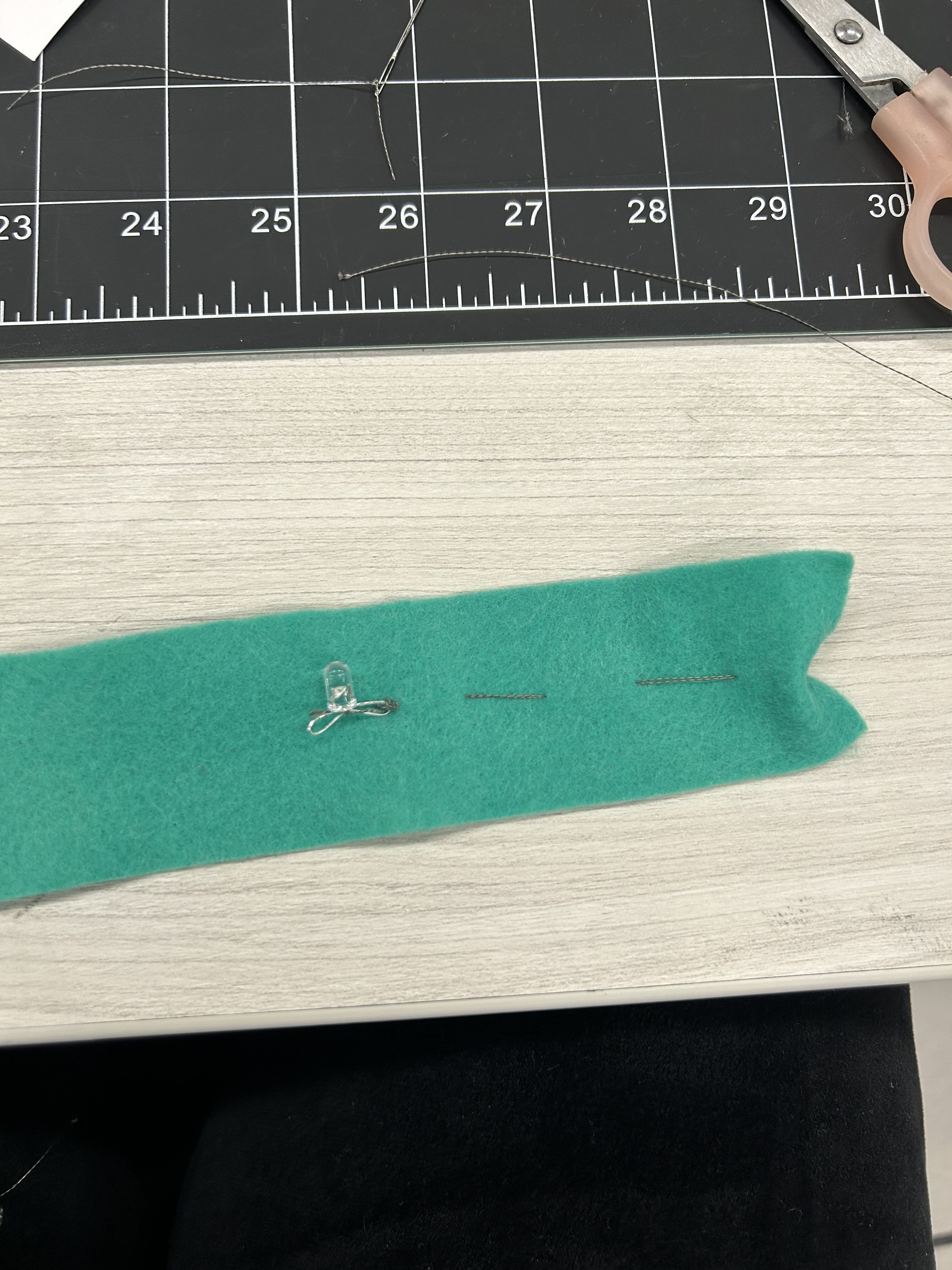 Here I sewed on the light.