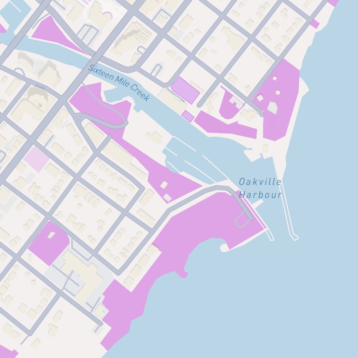 Oakville Harbour on mapbox.