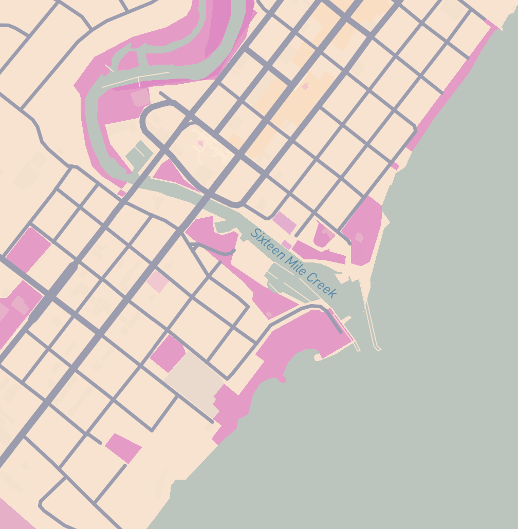 Downtown Oakville on mapbox.